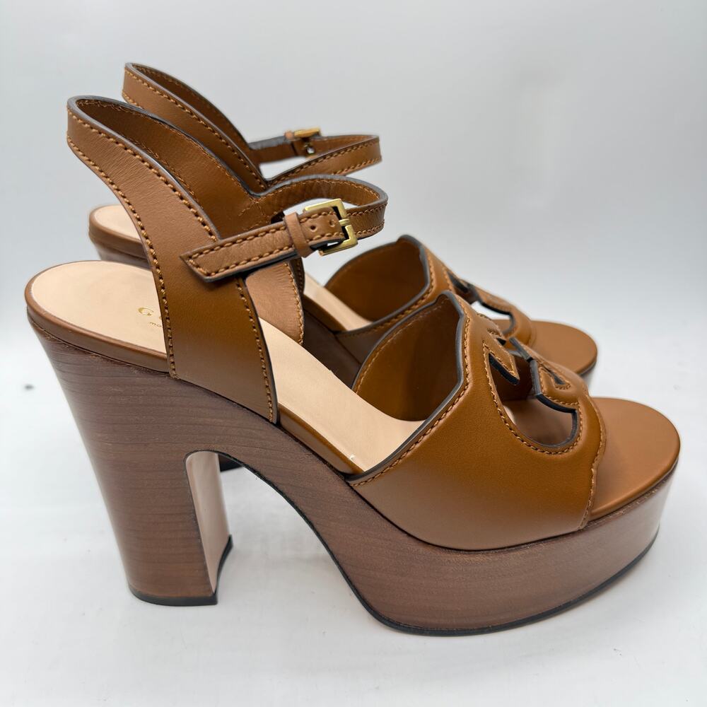 Gucci Brown Leather Heels with Platform and Ankle Strap - Picture 5 of 12